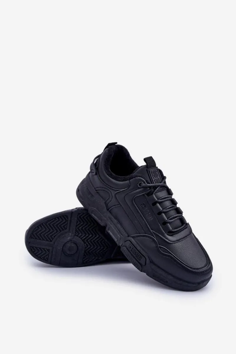 Outlet Ocieplane Męskie Sneakersy Big Star OO174584 HI-POLY SYSTEM Czarne Męskie Obuwie Sportowe Męskie