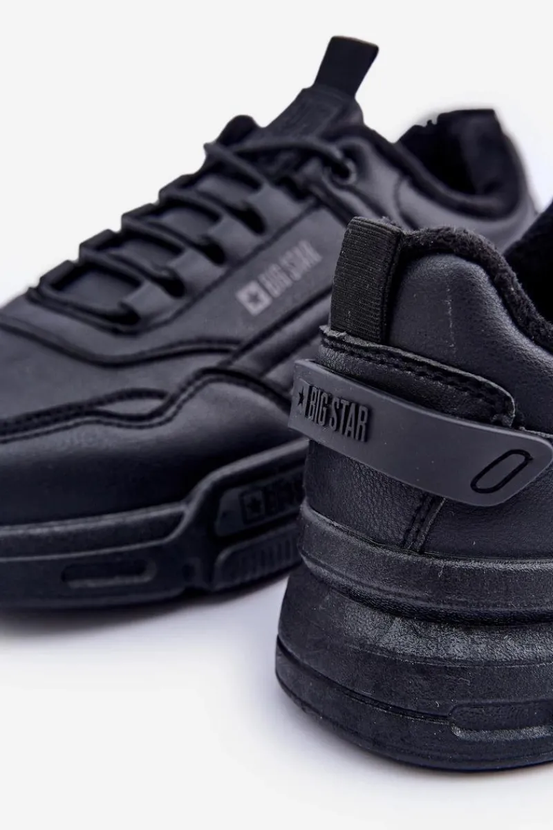 Outlet Ocieplane Męskie Sneakersy Big Star OO174584 HI-POLY SYSTEM Czarne Męskie Obuwie Sportowe Męskie