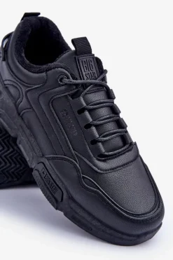 Outlet Ocieplane Męskie Sneakersy Big Star OO174584 HI-POLY SYSTEM Czarne Męskie Obuwie Sportowe Męskie