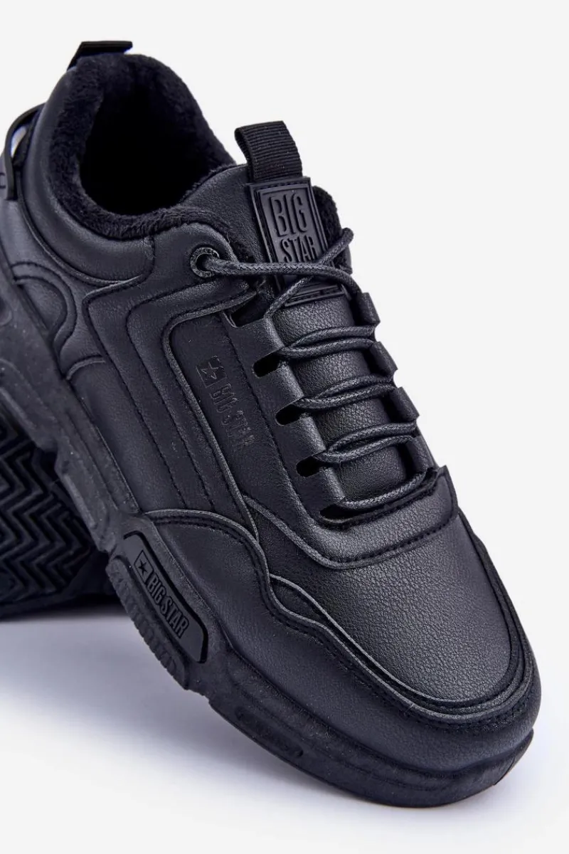 Outlet Ocieplane Męskie Sneakersy Big Star OO174584 HI-POLY SYSTEM Czarne Męskie Obuwie Sportowe Męskie