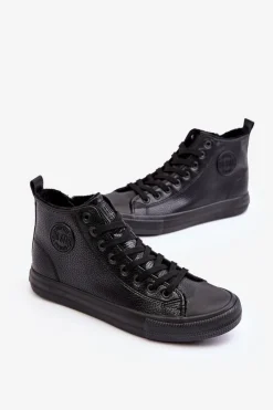 Big Star Shoes Ocieplane Męskie Trampki Na Suwak Czarne Big Star MM174012