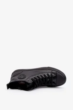 Big Star Shoes Ocieplane Męskie Trampki Na Suwak Czarne Big Star MM174012