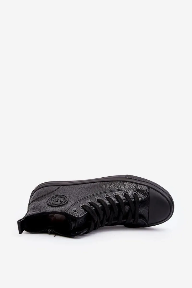 Big Star Shoes Ocieplane Męskie Trampki Na Suwak Czarne Big Star MM174012