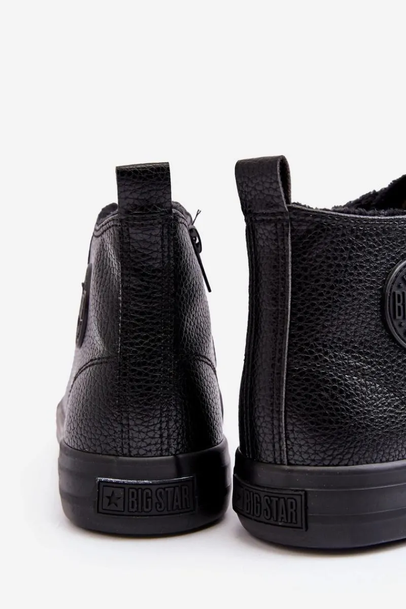 Big Star Shoes Ocieplane Męskie Trampki Na Suwak Czarne Big Star MM174012