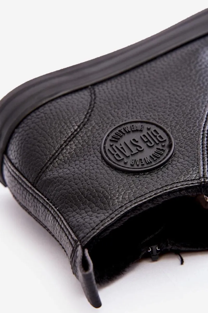 Big Star Shoes Ocieplane Męskie Trampki Na Suwak Czarne Big Star MM174012