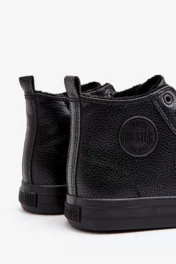 Big Star Shoes Ocieplane Męskie Trampki Na Suwak Czarne Big Star MM174012