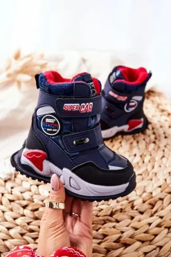 Hot Boto Ocieplane Śniegowce Botki Na Rzepy Granatowe Rizie