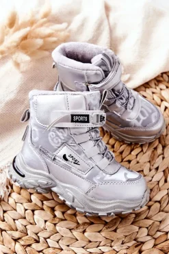 Dziewczęce|Dziewczęce>Boto Ocieplane Śniegowce Botki Srebrne Erila