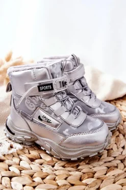 Dziewczęce|Dziewczęce>Boto Ocieplane Śniegowce Botki Srebrne Erila