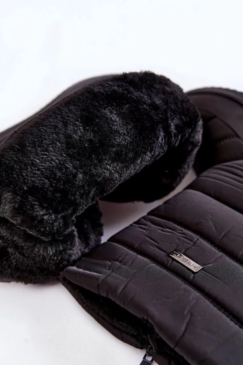 Śniegowce Damskie>Evento Ocieplane Śniegowce Na Koturnie Czarne Calena Czarny