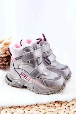 Best Boto Ocieplane Śniegowce Na Rzepy Srebrne Percy