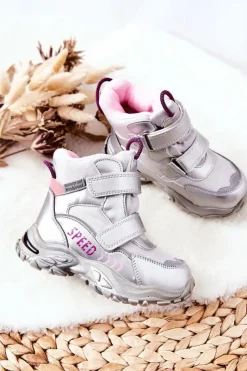 Best Boto Ocieplane Śniegowce Na Rzepy Srebrne Percy