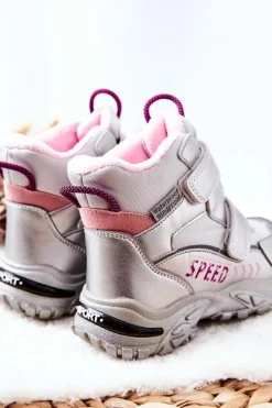 Best Boto Ocieplane Śniegowce Na Rzepy Srebrne Percy