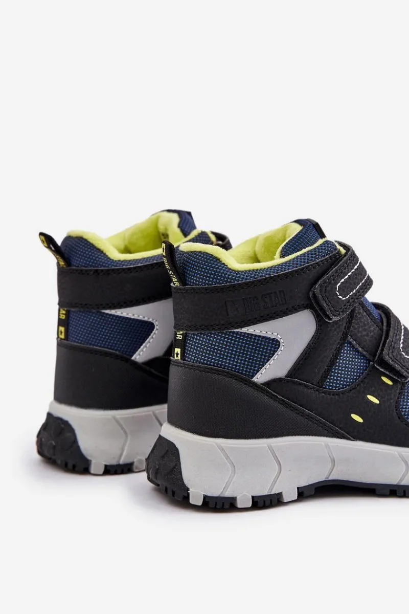 Best Ocieplane Śniegowce Trapery Dziecięce Big Star OO374130 Granatowe Dzieci Chłopięce|Chłopięce