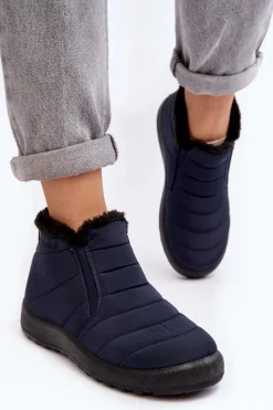 Hot Ocieplane Niskie Damskie Śniegowce Granatowe Enmore Damskie Śniegowce Damskie