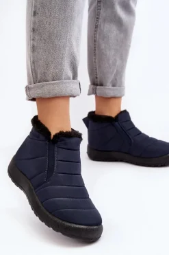 Hot Ocieplane Niskie Damskie Śniegowce Granatowe Enmore Damskie Śniegowce Damskie