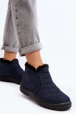 Hot Ocieplane Niskie Damskie Śniegowce Granatowe Enmore Damskie Śniegowce Damskie