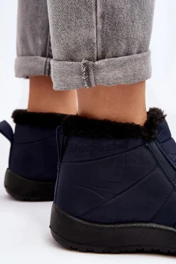 Hot Ocieplane Niskie Damskie Śniegowce Granatowe Enmore Damskie Śniegowce Damskie