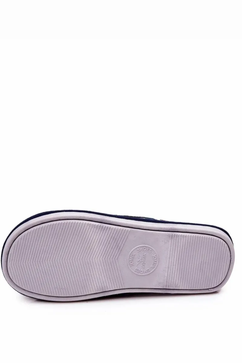 Sale Boto Ocieplane Papcie Męskie Kratka Granatowe Whisper