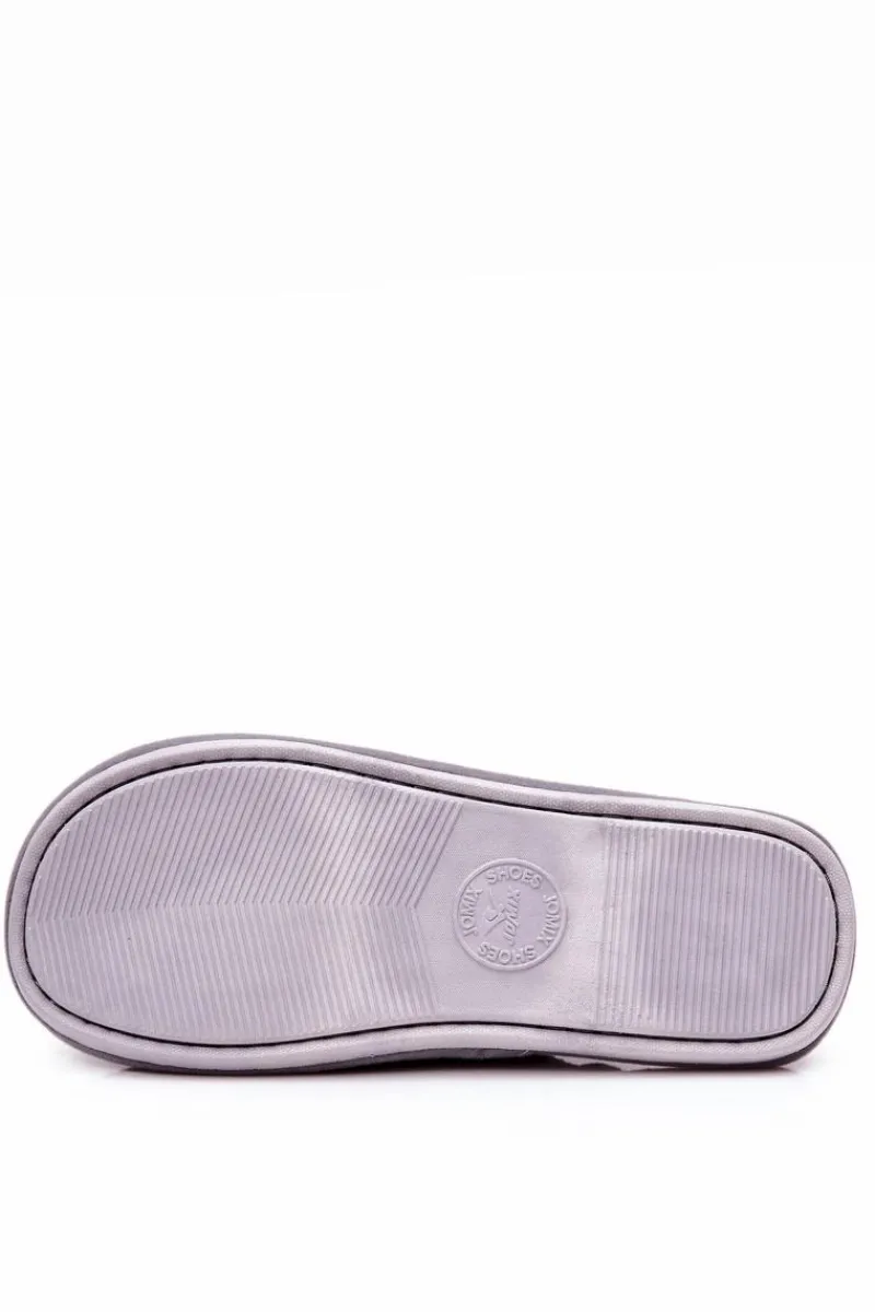 Sale Ocieplane Papcie Męskie Kratka Szare Whisper Męskie Papcie Męskie