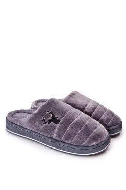 Papcie Męskie>Boto Ocieplane Papcie Męskie Szare Ronny