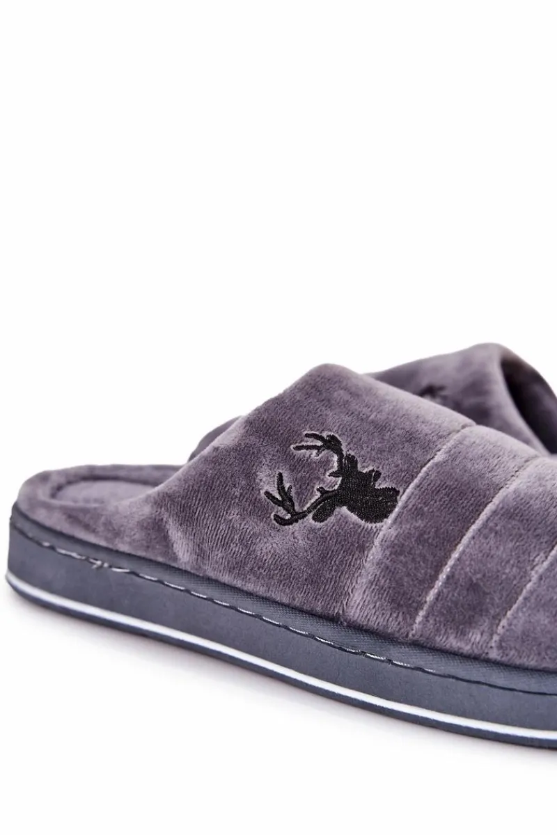 Papcie Męskie>Boto Ocieplane Papcie Męskie Szare Ronny