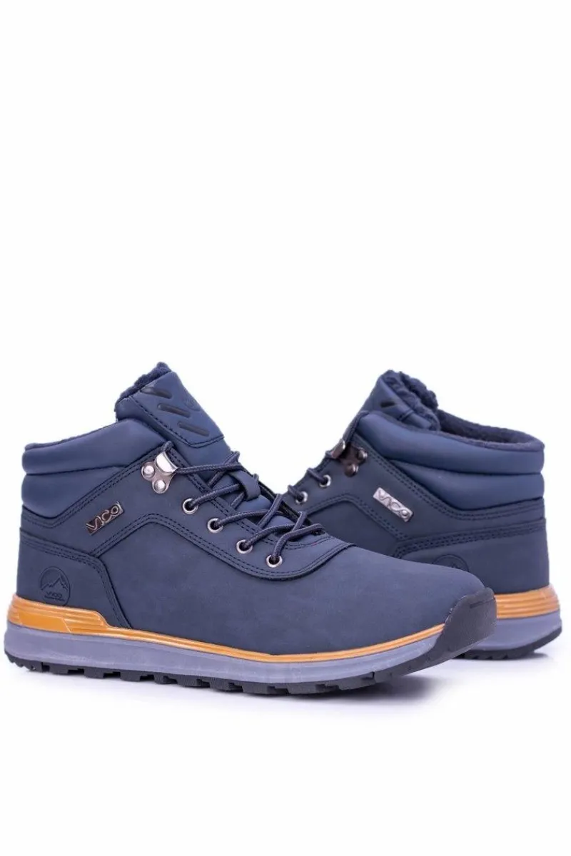 Obuwie Trekkingowe Męskie>Boto Ocieplane Polarem Granatowe Męskie Buty Trekkingowe Preventi