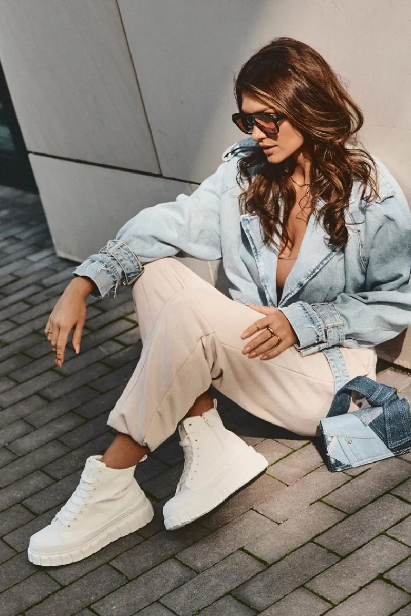 Sale Ocieplane Skórzane Trampki Na Zamek Big Star MM274624 Białe Damskie Trampki Damskie Big Star|Trampki Damskie Wysokie