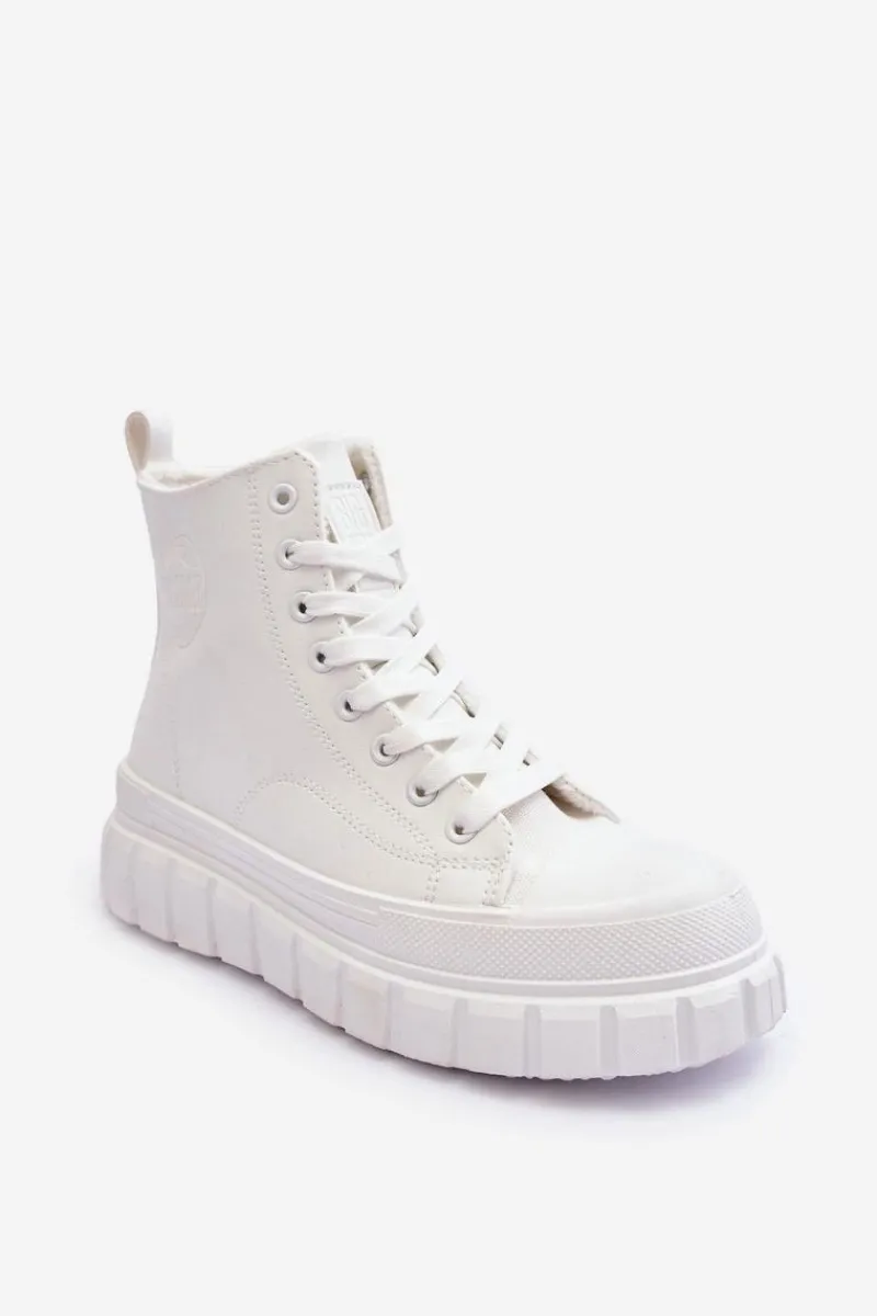 Sale Ocieplane Skórzane Trampki Na Zamek Big Star MM274624 Białe Damskie Trampki Damskie Big Star|Trampki Damskie Wysokie