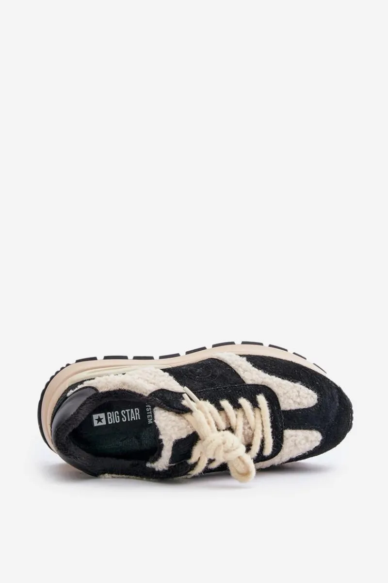 Best Ocieplane Sneakersy Damskie Skórzane Big Star OO274A318 HI-POLY SYSTEM Czarne Damskie Buty Sportowe Big Star|Sneakersy Damskie