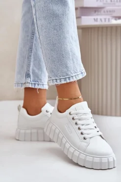 New Big Star Shoes Ocieplane Sneakersy Damskie Big Star MM274616 Białe Biały