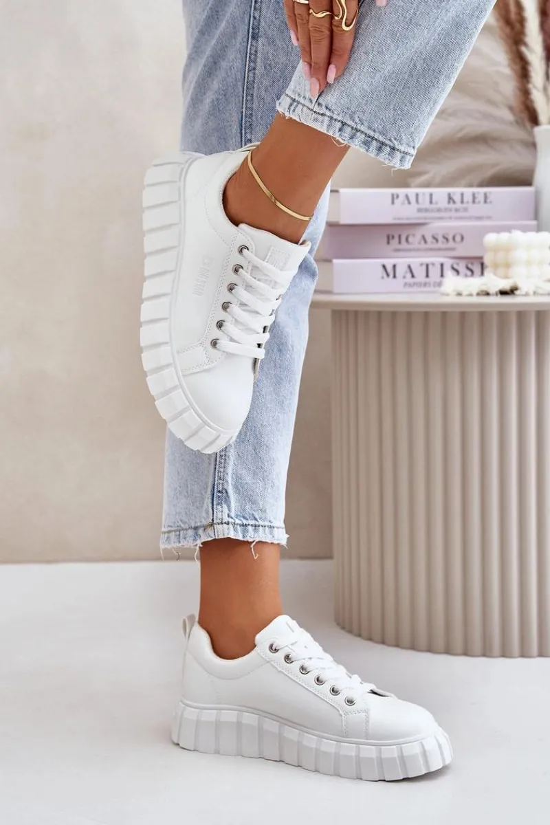 New Big Star Shoes Ocieplane Sneakersy Damskie Big Star MM274616 Białe Biały