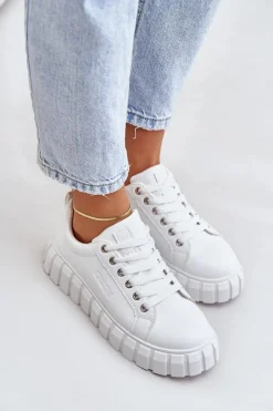 New Big Star Shoes Ocieplane Sneakersy Damskie Big Star MM274616 Białe Biały