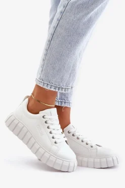 New Big Star Shoes Ocieplane Sneakersy Damskie Big Star MM274616 Białe Biały