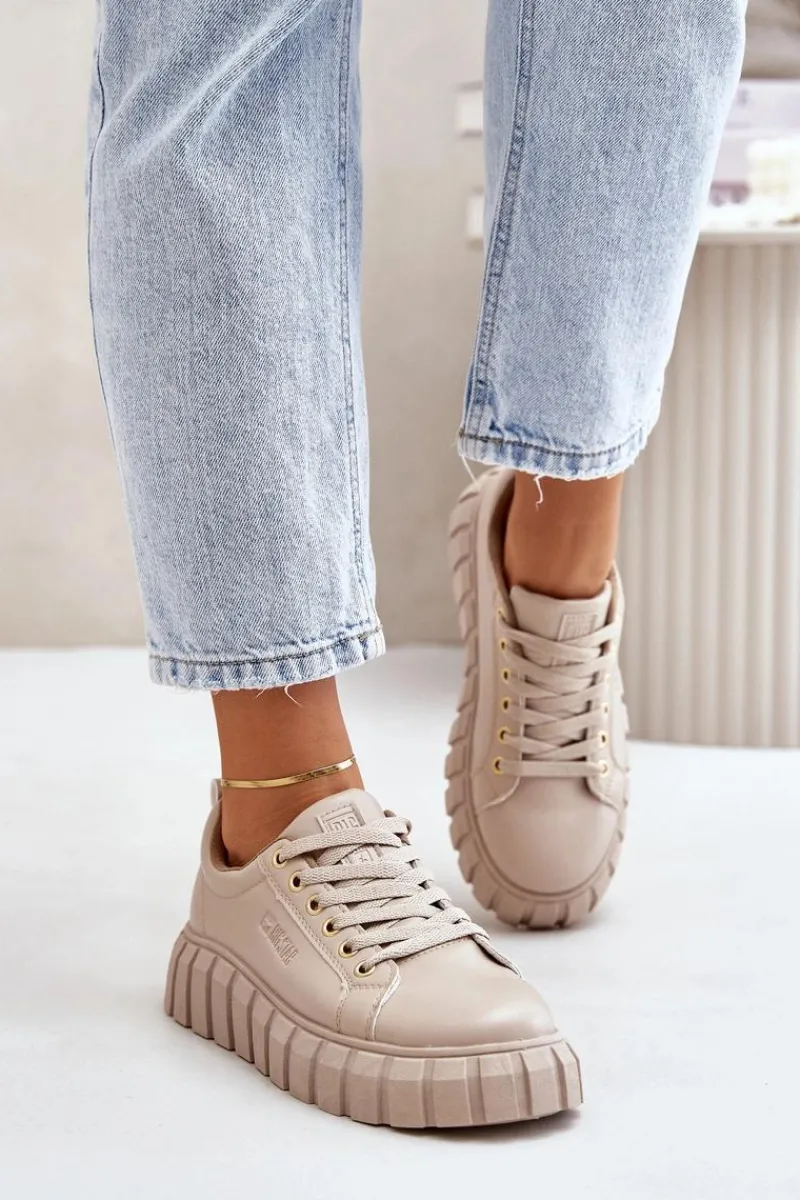 Buty Sportowe Na Platformie|Buty Sportowe Big Star>Big Star Shoes Ocieplane Sneakersy Damskie Big Star MM274618 Beżowe Beżowy