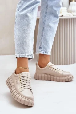 Buty Sportowe Na Platformie|Buty Sportowe Big Star>Big Star Shoes Ocieplane Sneakersy Damskie Big Star MM274618 Beżowe Beżowy