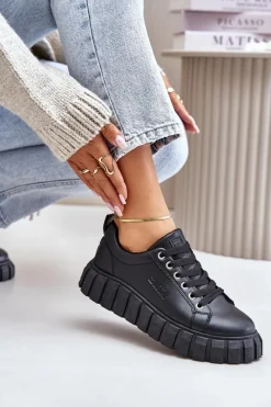 Buty Sportowe Na Platformie|Buty Sportowe Big Star></noscript>Big Star Shoes Ocieplane Sneakersy Damskie Big Star MM274617 Czarne Czarny