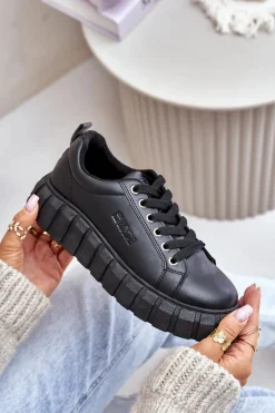 Buty Sportowe Na Platformie|Buty Sportowe Big Star></noscript>Big Star Shoes Ocieplane Sneakersy Damskie Big Star MM274617 Czarne Czarny