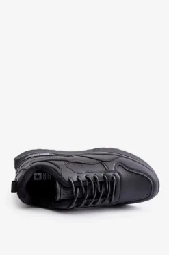 Outlet Ocieplane Sneakersy Męskie Big Star OO174675 HI-POLY SYSTEM Czarne Męskie Obuwie Sportowe Męskie