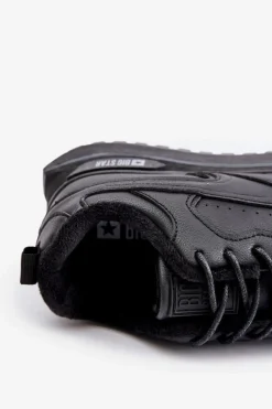 Outlet Ocieplane Sneakersy Męskie Big Star OO174675 HI-POLY SYSTEM Czarne Męskie Obuwie Sportowe Męskie