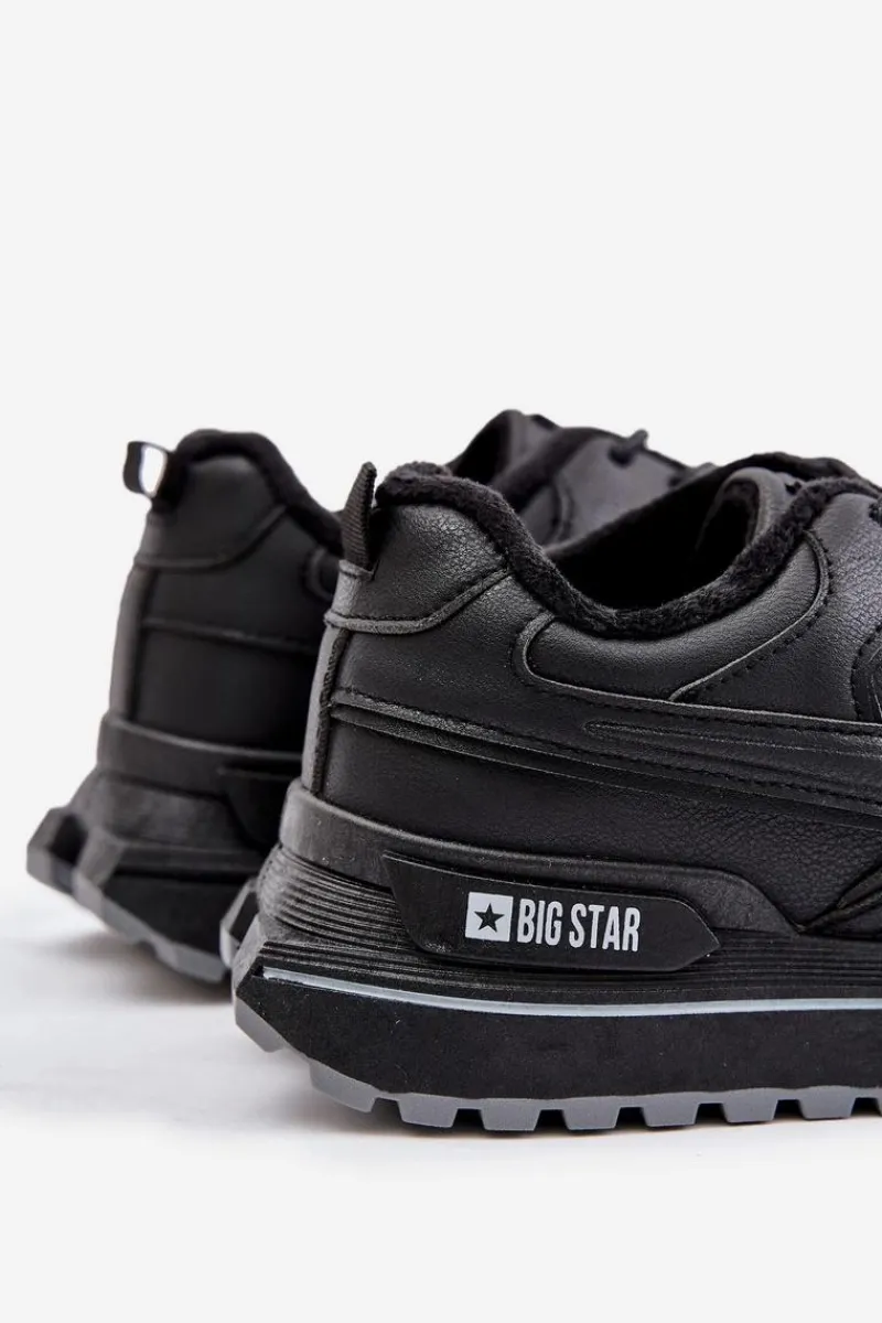 Outlet Ocieplane Sneakersy Męskie Big Star OO174675 HI-POLY SYSTEM Czarne Męskie Obuwie Sportowe Męskie