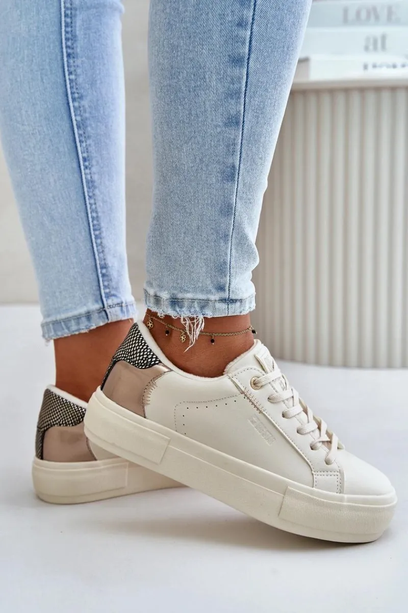 Clearance Big Star Shoes Ocieplane Trampki Damskie Na Platformie Big Star OO274A454 Beżowe Beżowy