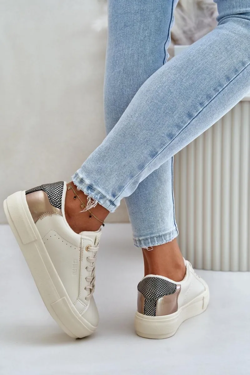 Clearance Big Star Shoes Ocieplane Trampki Damskie Na Platformie Big Star OO274A454 Beżowe Beżowy