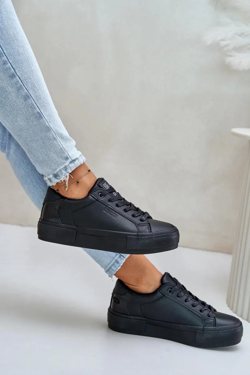 Trampki Damskie Big Star|Trampki Damskie Niskie>Big Star Shoes Ocieplane Trampki Damskie Na Platformie Big Star OO274A555 Czarne