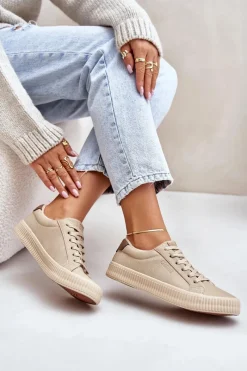 Online Big Star Shoes Ocieplane Trampki Damskie Big Star OO274A461 Beżowe Beżowy