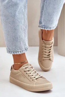 Online Big Star Shoes Ocieplane Trampki Damskie Big Star OO274A461 Beżowe Beżowy