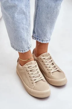 Online Big Star Shoes Ocieplane Trampki Damskie Big Star OO274A461 Beżowe Beżowy