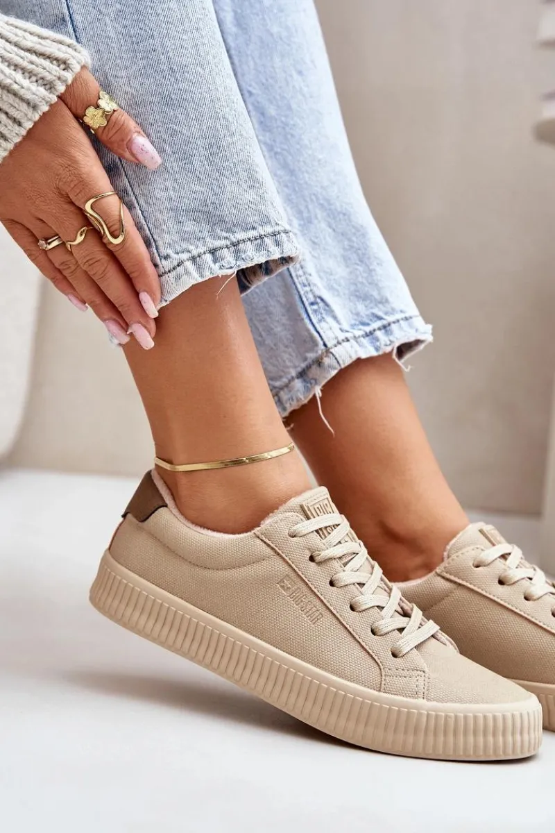 Online Big Star Shoes Ocieplane Trampki Damskie Big Star OO274A461 Beżowe Beżowy