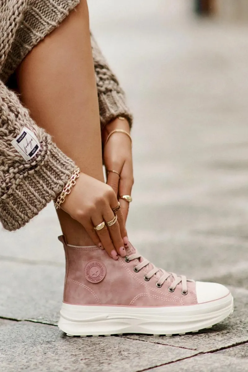 Trampki Ocieplane|Trampki Damskie Big Star>Big Star Shoes Ocieplane Trampki Damskie Na Platformie Big Star OO274071 Różowe Różowy