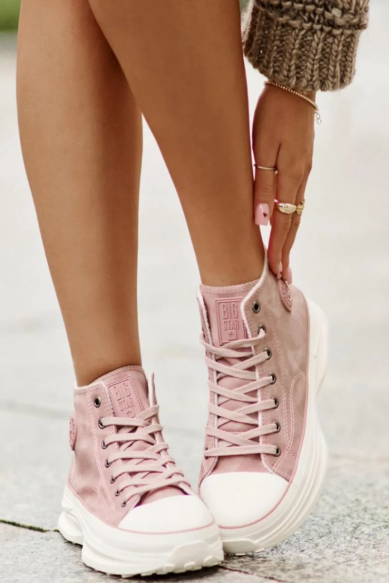 Trampki Ocieplane|Trampki Damskie Big Star>Big Star Shoes Ocieplane Trampki Damskie Na Platformie Big Star OO274071 Różowe Różowy